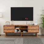 Mobile TV in stile vintage marrone/nero con 4 cassetti e 2 ripiani, adatto per TV fino a 60 pollici