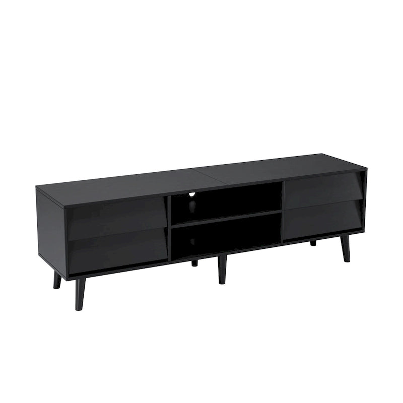 Mobile TV in stile vintage marrone/nero con 4 cassetti e 2 ripiani, adatto per TV fino a 60 pollici