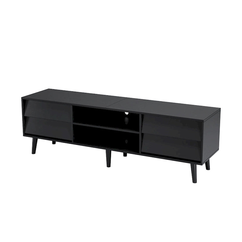 Mobile TV in stile vintage marrone/nero con 4 cassetti e 2 ripiani, adatto per TV fino a 60 pollici