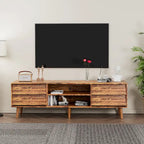 Mobile TV in stile vintage marrone/nero con 4 cassetti e 2 ripiani, adatto per TV fino a 60 pollici