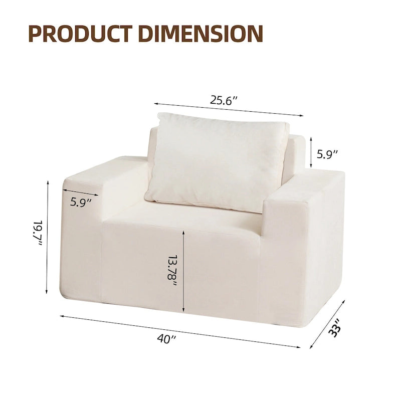 Poltrona singola in rovere bianco americano con cuscino