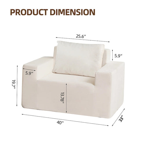 Poltrona singola in rovere bianco americano con cuscino