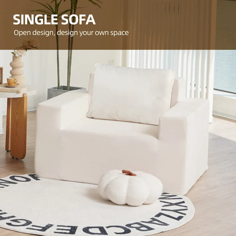 Poltrona singola in rovere bianco americano con cuscino