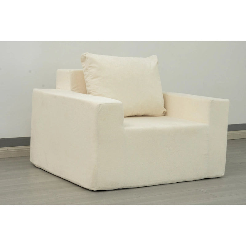 Poltrona singola in rovere bianco americano con cuscino