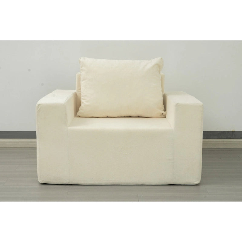 Poltrona singola in rovere bianco americano con cuscino