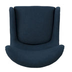 Poltrona di design con schienale alto e gambe in betulla, seduta singola (blu navy / antracite / marrone)
