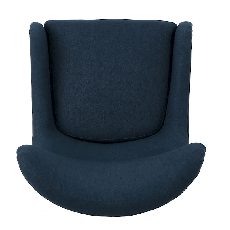Poltrona di design con schienale alto e gambe in betulla, seduta singola (blu navy / antracite / marrone)