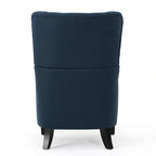 Poltrona di design con schienale alto e gambe in betulla, seduta singola (blu navy / antracite / marrone)