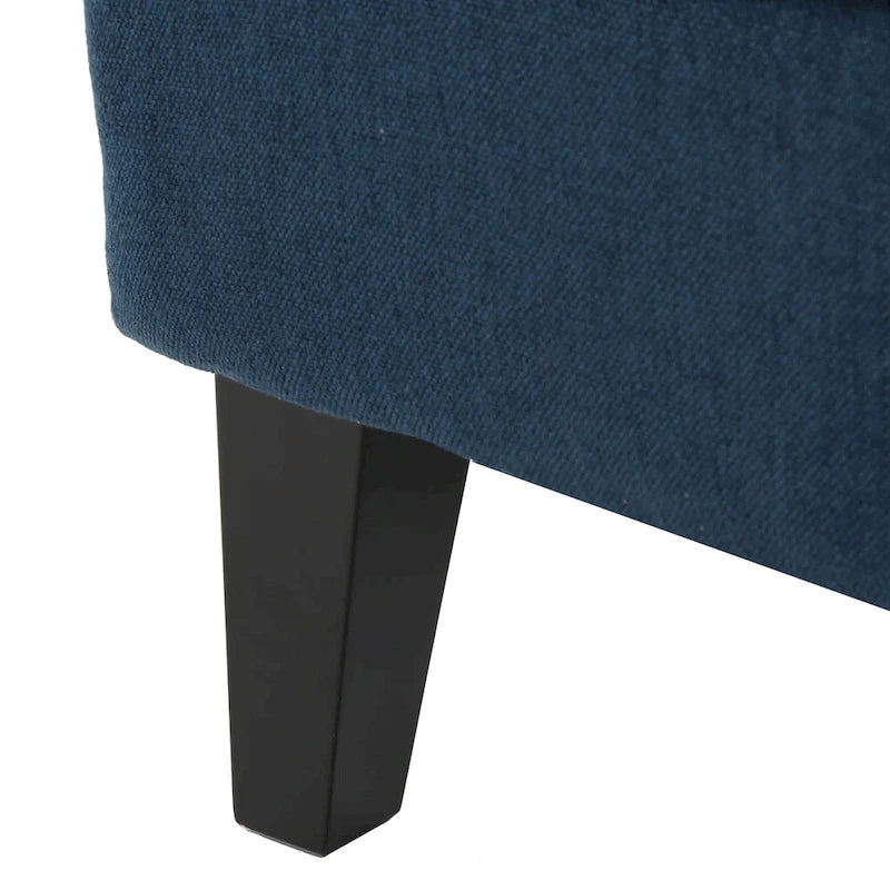 Poltrona di design con schienale alto e gambe in betulla, seduta singola (blu navy / antracite / marrone)