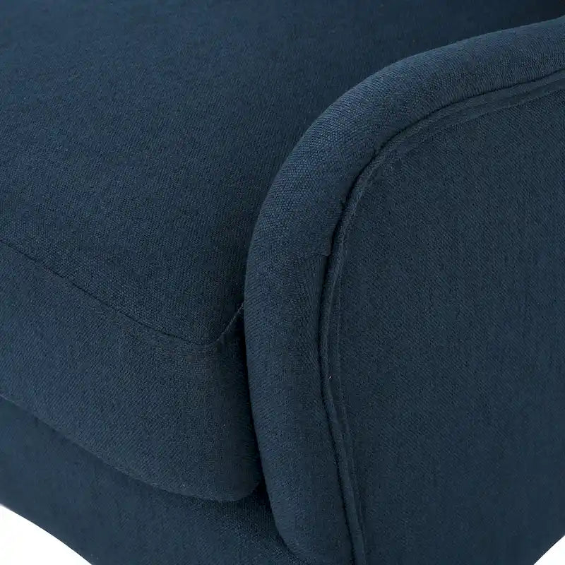 Poltrona di design con schienale alto e gambe in betulla, seduta singola (blu navy / antracite / marrone)