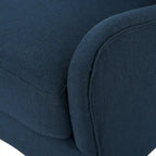 Poltrona di design con schienale alto e gambe in betulla, seduta singola (blu navy / antracite / marrone)