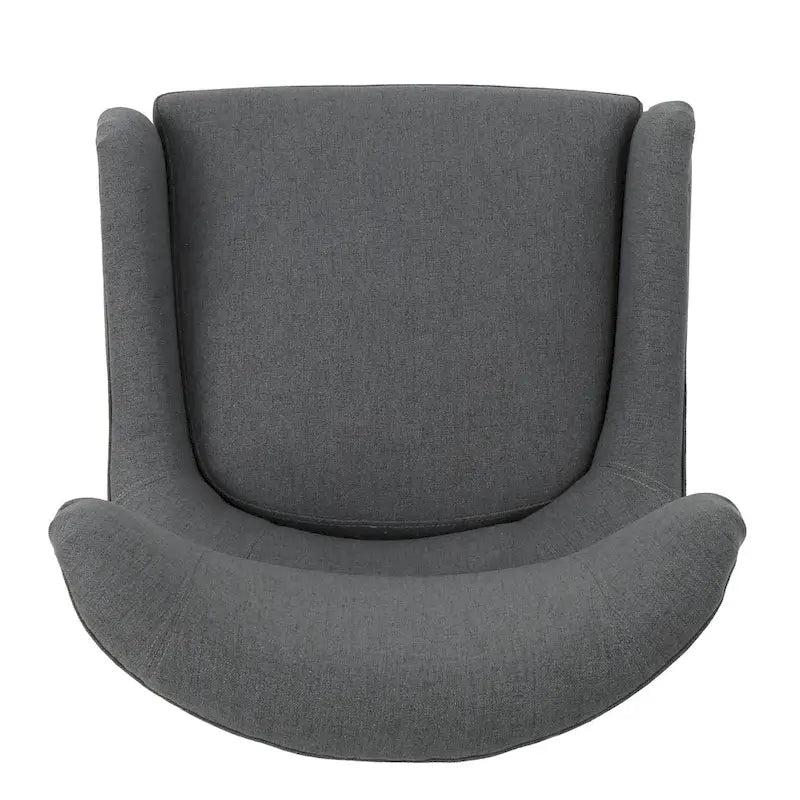 Poltrona di design con schienale alto e gambe in betulla, seduta singola (blu navy / antracite / marrone)
