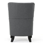 Poltrona di design con schienale alto e gambe in betulla, seduta singola (blu navy / antracite / marrone)