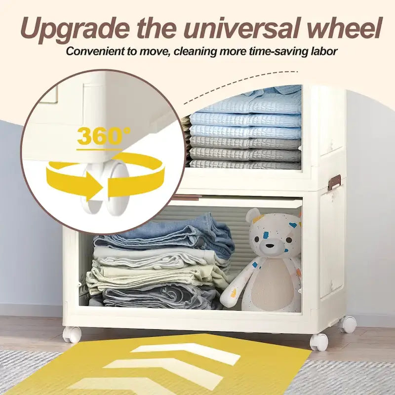 Armadio portatile con 4 cubi bianco crema, ante magnetiche e asta appendiabiti, per una persona