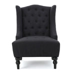 Poltrona Chesterfield Club con Schienale Alto, in Tessuto Grigio Antracite, Singola