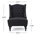 Poltrona Chesterfield Club con Schienale Alto, in Tessuto Grigio Antracite, Singola
