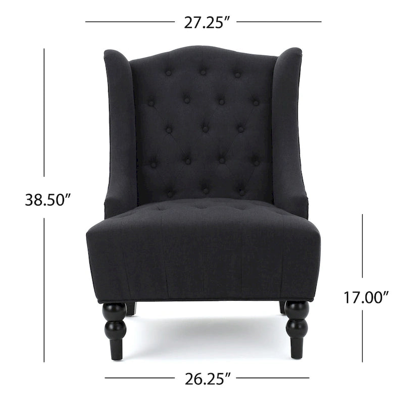 Poltrona Chesterfield Club con Schienale Alto, in Tessuto Grigio Antracite, Singola