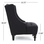 Poltrona Chesterfield Club con Schienale Alto, in Tessuto Grigio Antracite, Singola