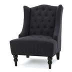 Poltrona Chesterfield Club con Schienale Alto, in Tessuto Grigio Antracite, Singola