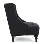 Poltrona Chesterfield Club con Schienale Alto, in Tessuto Grigio Antracite, Singola