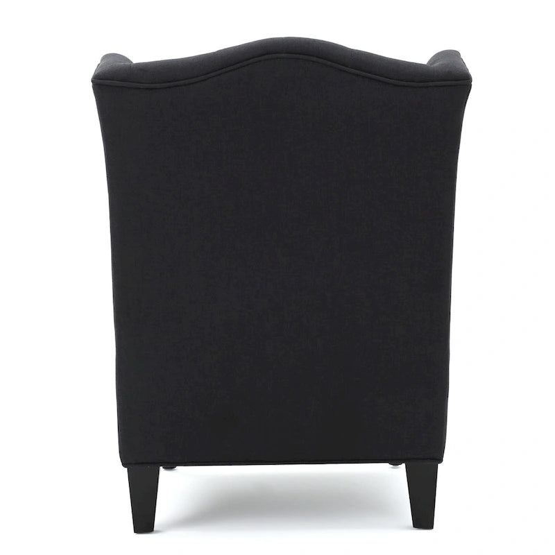Poltrona Chesterfield Club con Schienale Alto, in Tessuto Grigio Antracite, Singola