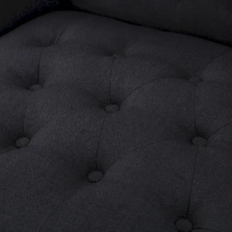 Poltrona Chesterfield Club con Schienale Alto, in Tessuto Grigio Antracite, Singola