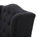 Poltrona Chesterfield Club con Schienale Alto, in Tessuto Grigio Antracite, Singola
