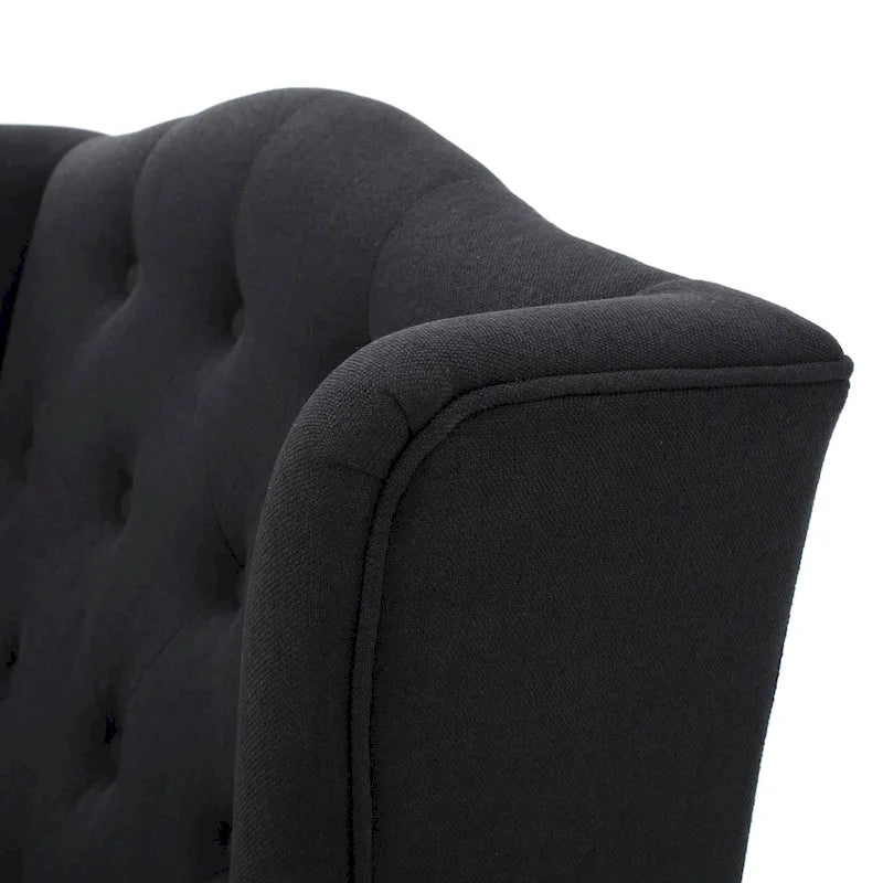 Poltrona Chesterfield Club con Schienale Alto, in Tessuto Grigio Antracite, Singola
