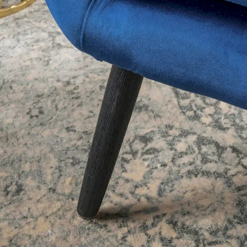Poltrona Wingback monoposto in velluto blu navy