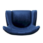 Poltrona Wingback monoposto in velluto blu navy