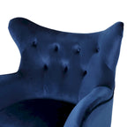 Poltrona Wingback monoposto in velluto blu navy