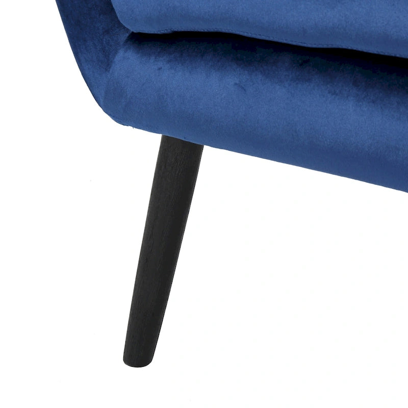 Poltrona Wingback monoposto in velluto blu navy