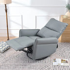 Poltrona reclinabile girevole e a dondolo in similpelle PU blu-grigio con tasche, 1 posto