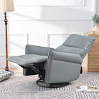Poltrona reclinabile girevole e a dondolo in similpelle PU blu-grigio con tasche, 1 posto
