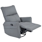 Poltrona reclinabile girevole e a dondolo in similpelle PU blu-grigio con tasche, 1 posto