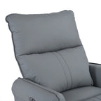 Poltrona reclinabile girevole e a dondolo in similpelle PU blu-grigio con tasche, 1 posto