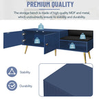 Panca Contenitore Portascarpe Imbottita Bianca / Azzurra / Blu Scuro / Grigia / Bianco Antico con Scomparto Nascosto, Posto Singolo