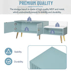 Panca Contenitore Portascarpe Imbottita Bianca / Azzurra / Blu Scuro / Grigia / Bianco Antico con Scomparto Nascosto, Posto Singolo