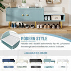 Panca Contenitore Portascarpe Imbottita Bianca / Azzurra / Blu Scuro / Grigia / Bianco Antico con Scomparto Nascosto, Posto Singolo