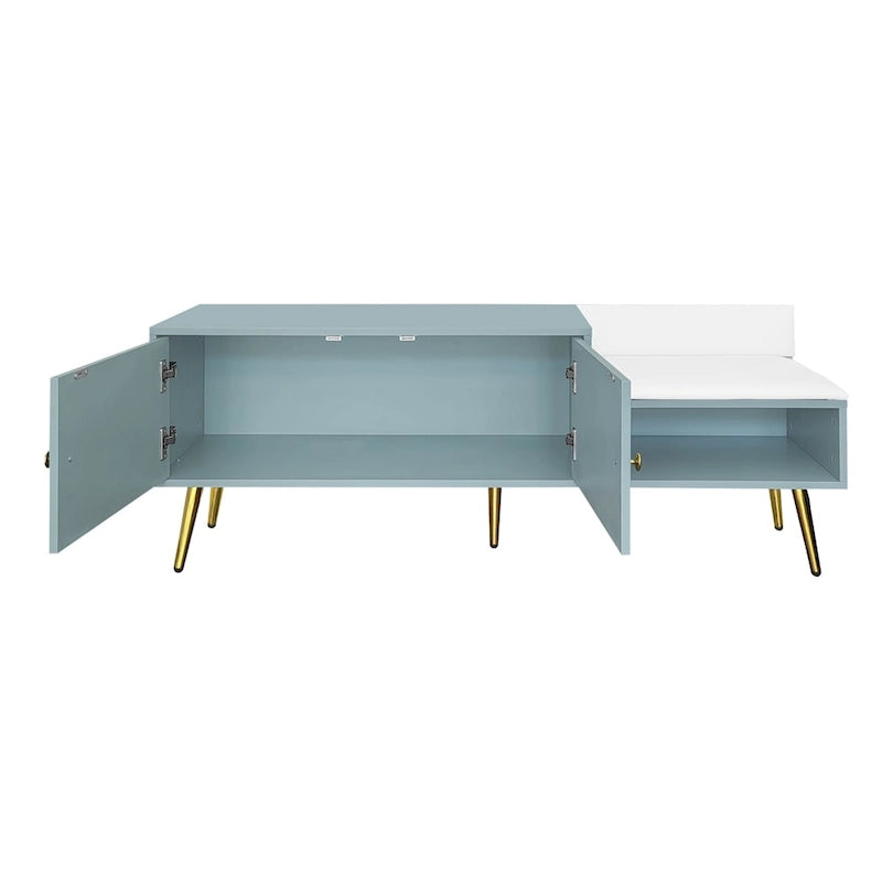 Panca Contenitore Portascarpe Imbottita Bianca / Azzurra / Blu Scuro / Grigia / Bianco Antico con Scomparto Nascosto, Posto Singolo