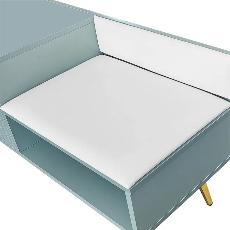 Panca Contenitore Portascarpe Imbottita Bianca / Azzurra / Blu Scuro / Grigia / Bianco Antico con Scomparto Nascosto, Posto Singolo