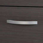 Scrivania per ufficio a L grigio tempesta/bianco con prolunga e schedario a 3 cassetti, 1 persona
