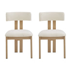 Set da pranzo 7 pezzi Beige+Marrone per 6 persone, sedie in tessuto e tavolo in legno di acacia