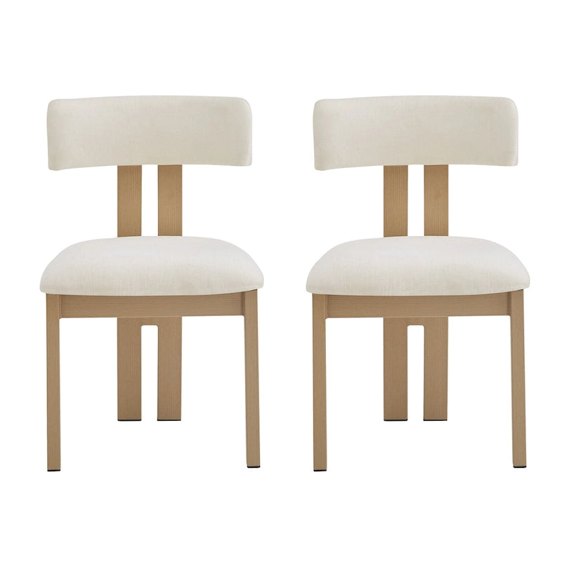 Set da pranzo 7 pezzi Beige+Marrone per 6 persone, sedie in tessuto e tavolo in legno di acacia