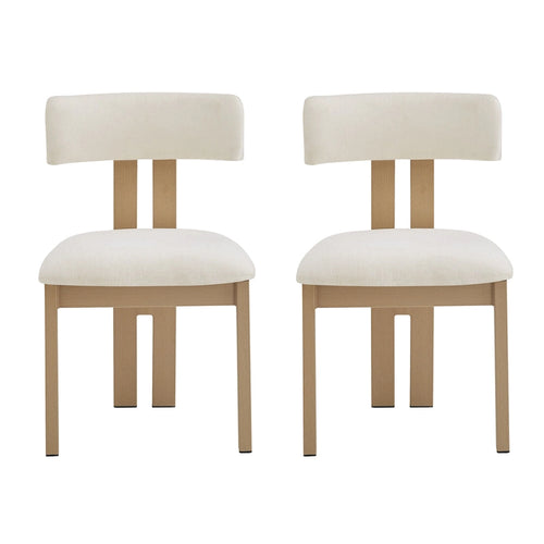 Set da pranzo 7 pezzi Beige+Marrone per 6 persone, sedie in tessuto e tavolo in legno di acacia