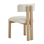 Set da pranzo 7 pezzi Beige+Marrone per 6 persone, sedie in tessuto e tavolo in legno di acacia