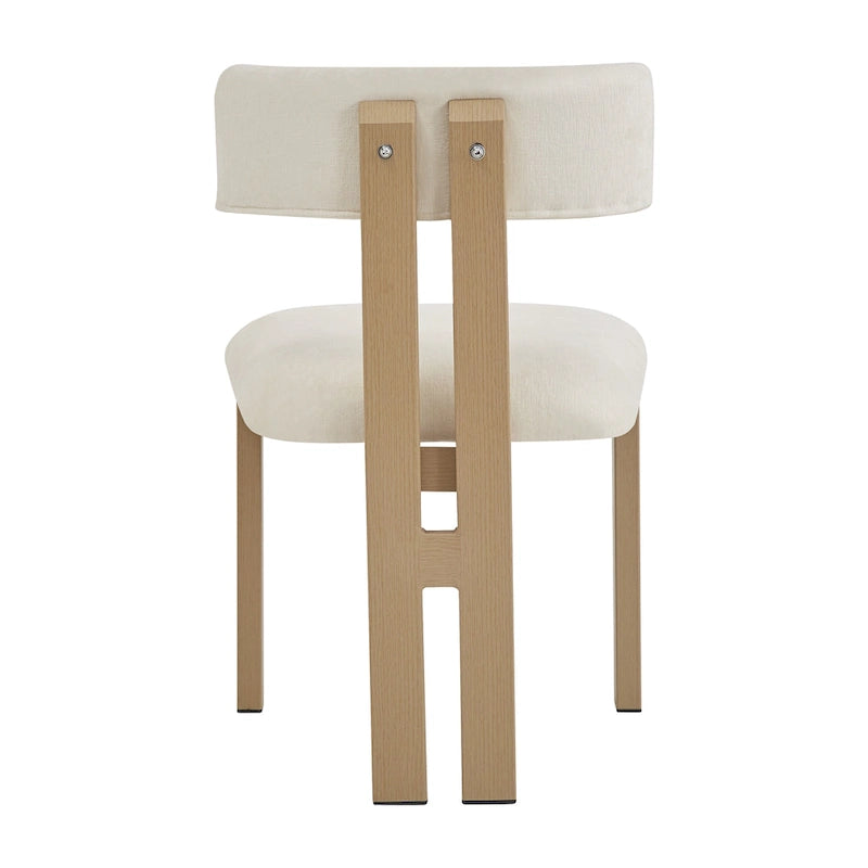 Set da pranzo 7 pezzi Beige+Marrone per 6 persone, sedie in tessuto e tavolo in legno di acacia