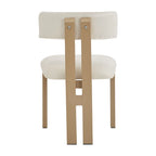 Set da pranzo 7 pezzi Beige+Marrone per 6 persone, sedie in tessuto e tavolo in legno di acacia