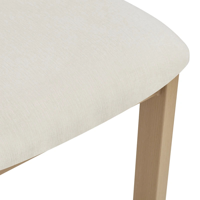 Set da pranzo 7 pezzi Beige+Marrone per 6 persone, sedie in tessuto e tavolo in legno di acacia