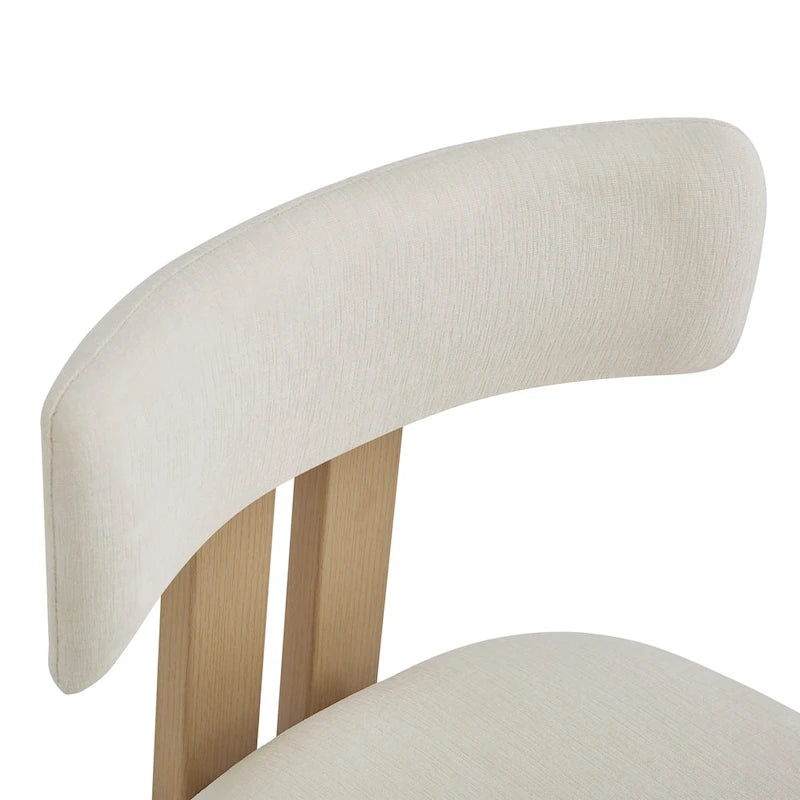 Set da pranzo 7 pezzi Beige+Marrone per 6 persone, sedie in tessuto e tavolo in legno di acacia